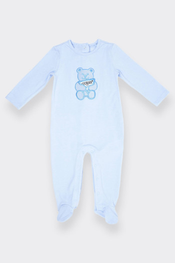 BABY BLUE TEDDY BEAR ROMPER SUIT GUESS 