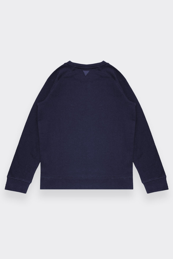 Child's and boy's crew-neck sweatshirt made of 100'% cotton. Gauzed inner, elasticated ribbed hem and cuffs and embroidered logo