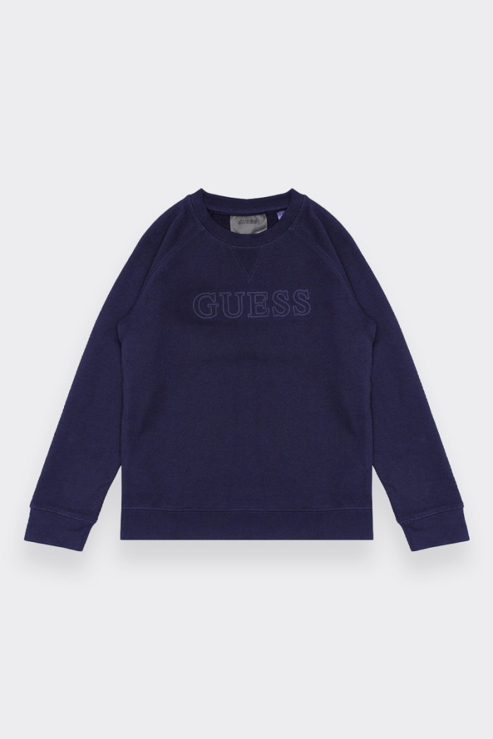 Child's and boy's crew-neck sweatshirt made of 100'% cotton. Gauzed inner, elasticated ribbed hem and cuffs and embroidered logo