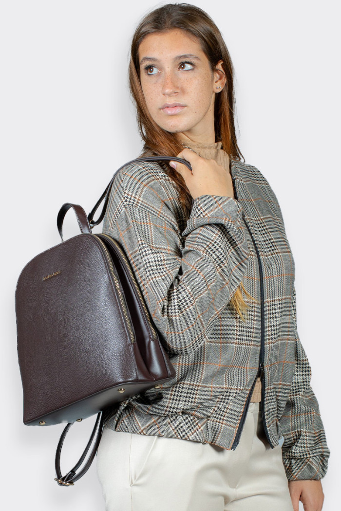 Romeo Gigli BACKPACK BROWN IN FAUX LEATHER