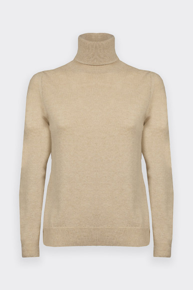 BEIGE TURTLENECK WOOL AND CASHMERE BLEND BY ROMEO GIGLI 