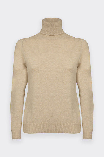 BEIGE TURTLENECK WOOL AND CASHMERE BLEND BY ROMEO GIGLI 