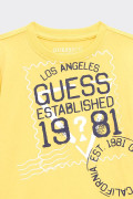 Guess YELLOW FRONT PRINT CREW-NECK T-SHIRT