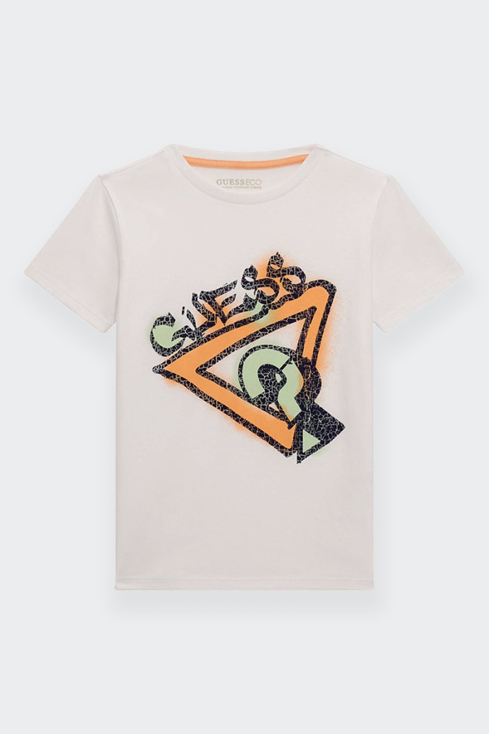 t-shirt Guess a maniche corte da bambino realizzata in 100% cotone perfetta per i bambini che amano uno stile urbano e alla moda