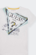 Guess WHITE FRONT LOGO SHORT-SLEEVED T-SHIRT