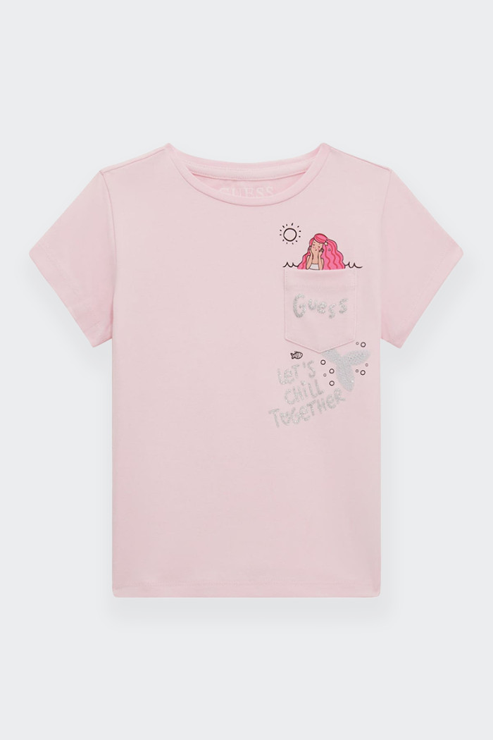 t-shirt Guess a maniche corte da neonato e bambina realizzata in morbido cotone. questa t-shirt presenta maniche corte e un como