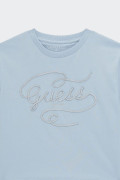 Guess CROPPED SHORT-SLEEVED BLUE T-SHIRT