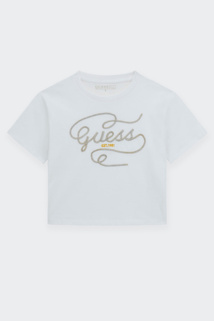 Guess CROPPED SHORT-SLEEVED WHITE T-SHIRT