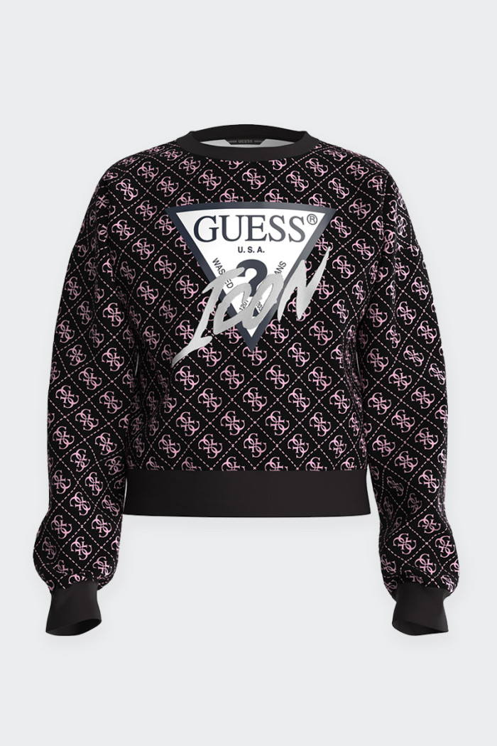 Guess BLACK ALL OVER ICON PRINT SWEATSHIRT