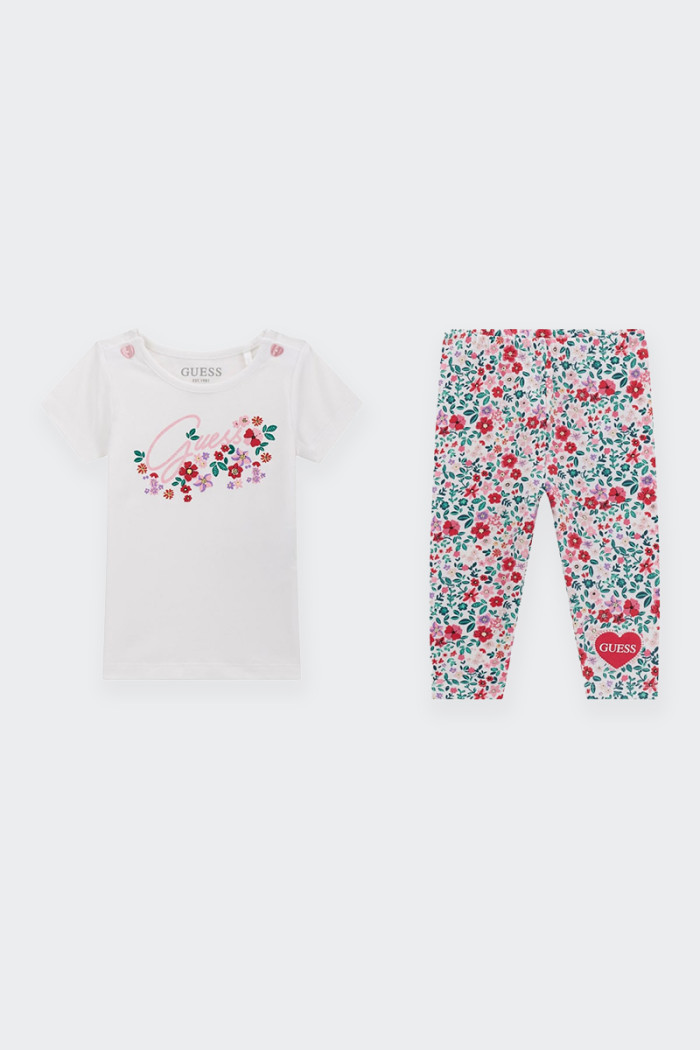 Guess NEWBORN BABY FLORAL T-SHIRT AND LEGGINGS SET