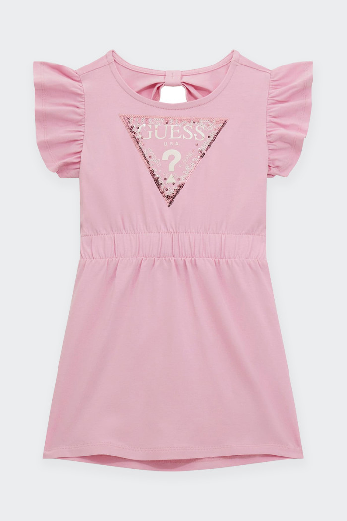 Guess ABITO IN JERSEY CON PAILETTES GIRLS ROSA