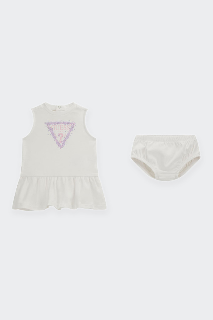 Il set abito e mutandina rosa con paillettes per neonato è perfetto per le occasioni speciali e il tempo libero. Realizzato in 1