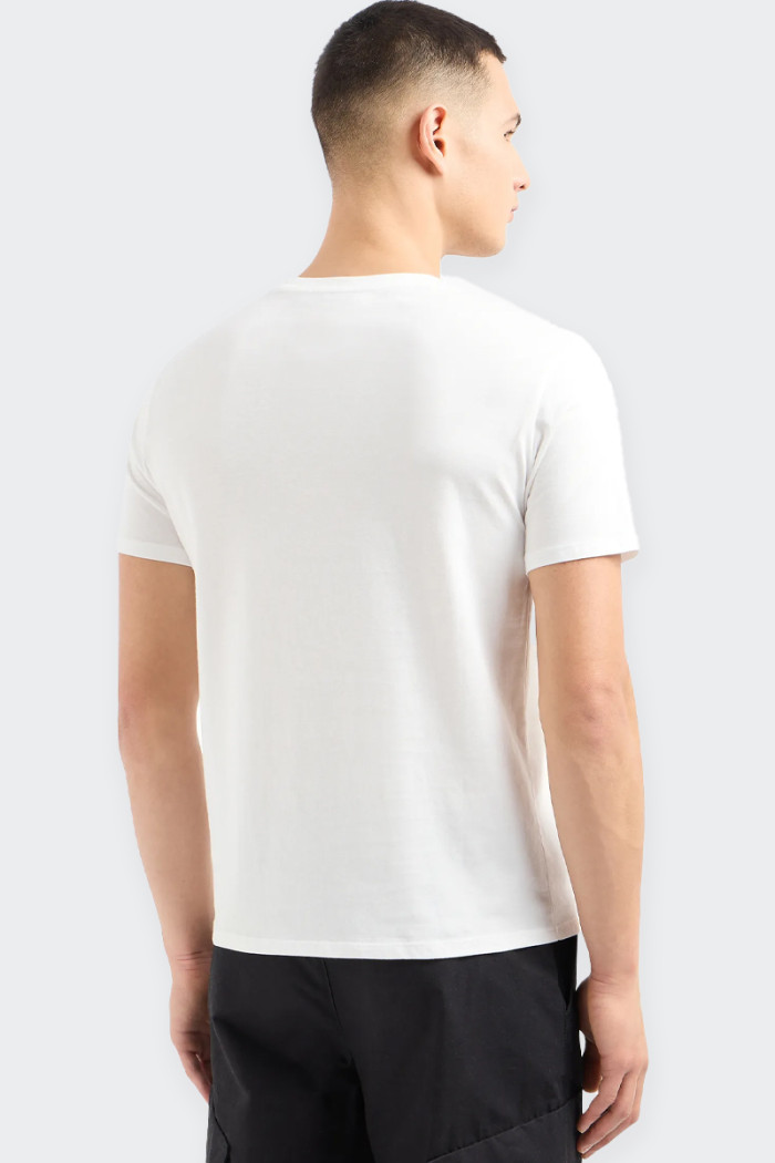 Men's short-sleeved T-shirt made of pure cotton jersey characterised by a regular fit featuring a contrasting lettering print ar