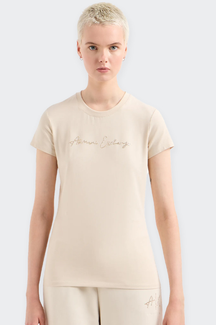 T-shirt Armani Exchange da donna slim fit realizzata in jersey di cotone stretch e personalizzata dal logo lettering composto da