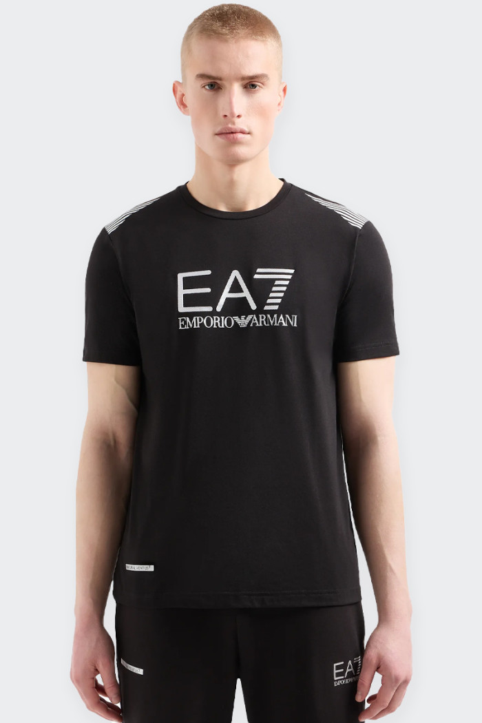 EA7 Emporio Armani BLACK SHORT-SLEEVED CREW-NECK T-SHIRT
