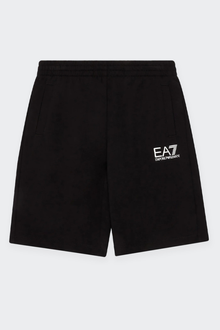 children's bermuda shorts made from soft cotton, are embellished with the printed EA7 maxi logo, and are perfect for playtime an