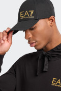 EA7 Emporio Armani BLACK AND GOLD UNISEX COTTON BASEBALL HAT