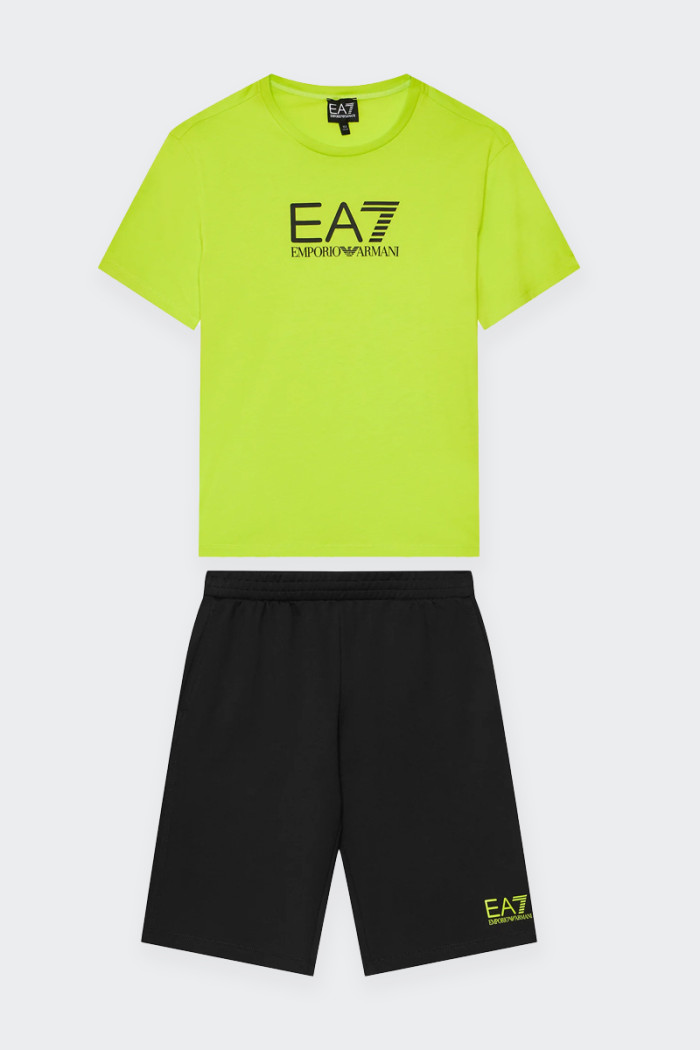 EA7 Emporio Armani TWO-TONE T-SHIRT AND SHORTS BOY SUIT
