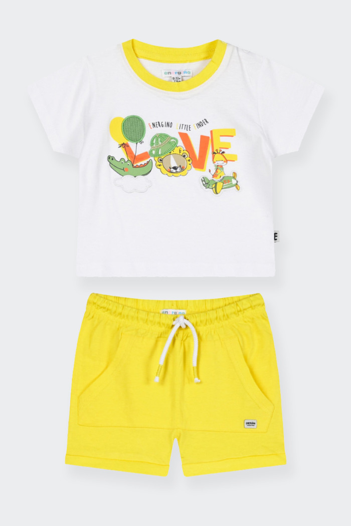 2-piece baby set made of 100% cotton and a regular cut, consisting of: crew-neck t-shirt, short sleeves and embroidered graphic 