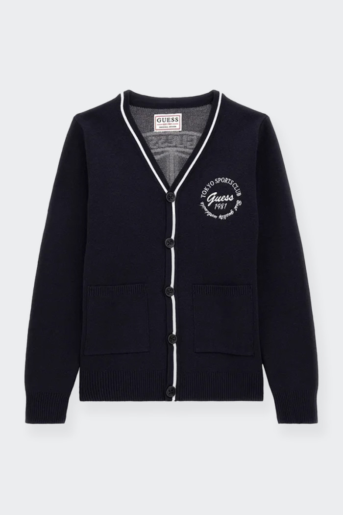 Guess LIGHT BLUE COLLEGE-STYLE CARDIGAN