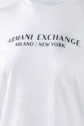 Armani Exchange SLIM FIT T-SHIRT WITH MILANO NEW YORK LOGO WHITE