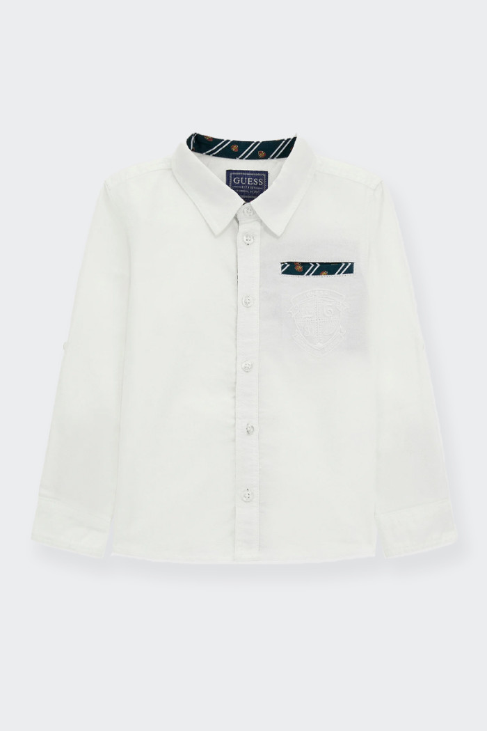 Guess WHITE ADJUSTABLE SLEEVE OXFORD SHIRT