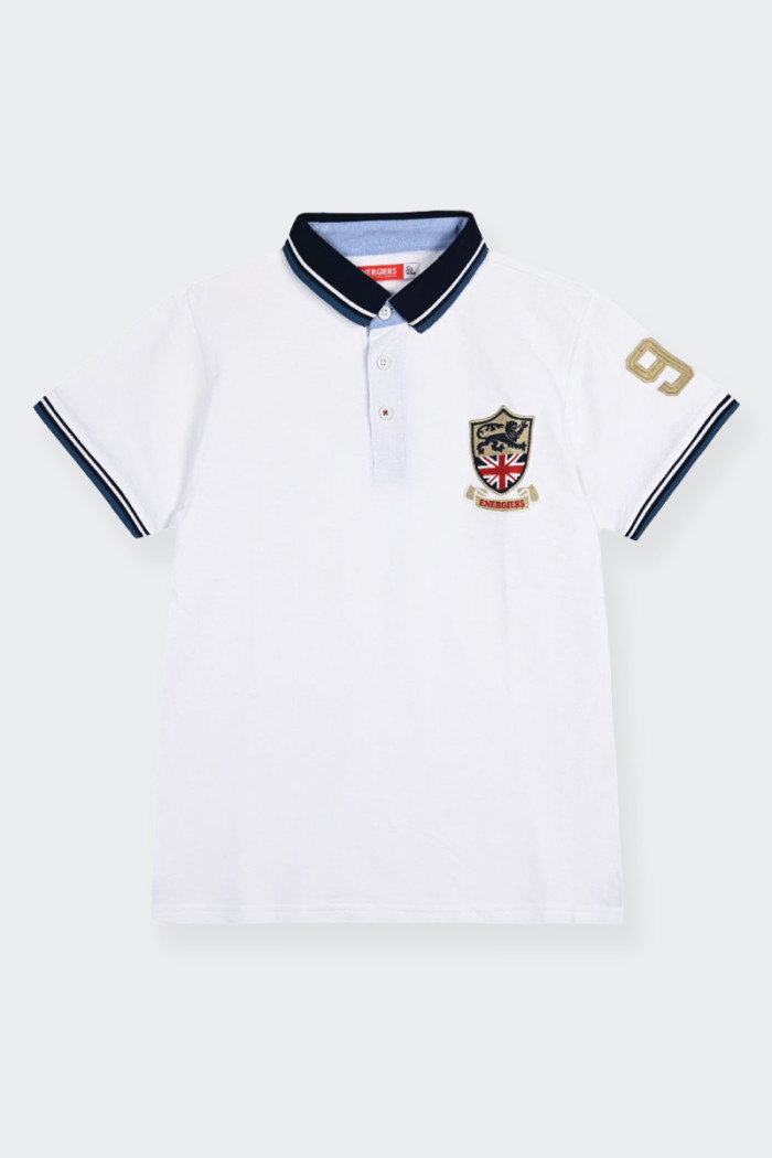 Energiers SHORT-SLEEVED POLO SHIRT WITH EMBROIDERED COAT OF ARMS