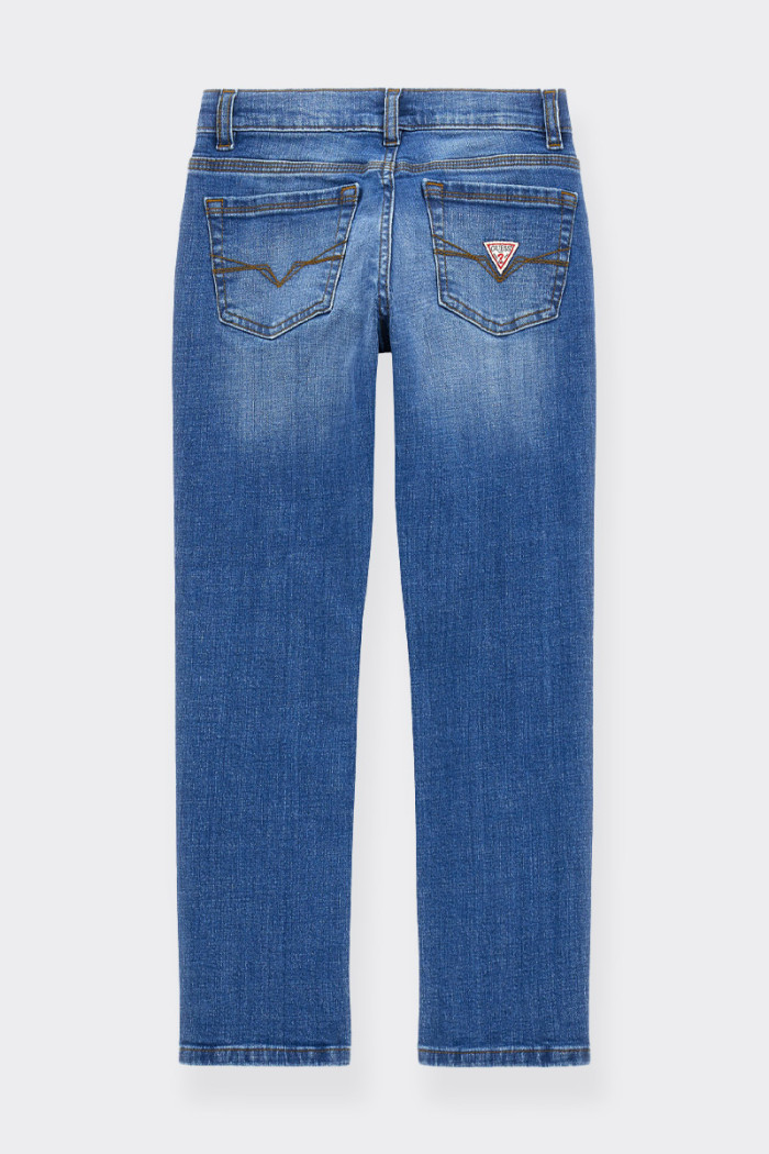 Guess BLUE LOGO PATCH STRAIGHT JEANS