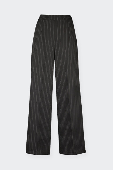 Pinstriped palazzo trousers. Featuring an elastic waistband for added comfort. Side opening with invisible zip. Classic style. H