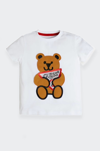t-shirt Guess per neonato e bambino perfetta per i tuoi piccoli fashionisti. Con il suo collo rotondo e maniche corte, offre un 