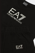 EA7 Emporio Armani BLACK GIRLS SHINY T-SHIRT AND SHORTS SET