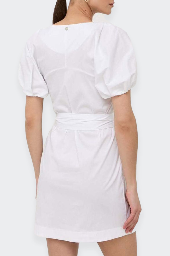 Liu Jo SHORT WHITE PUFF-SLEEVED DRESS
