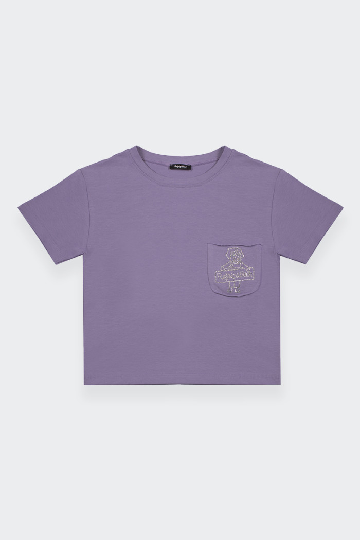 Refrigiwear LAVENDER CROPPED T-SHIRT WITH POCKET