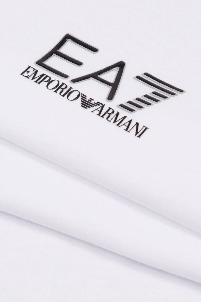 EA7 Emporio Armani WHITE LONG-SLEEVED T-SHIRT CHILD LOGO