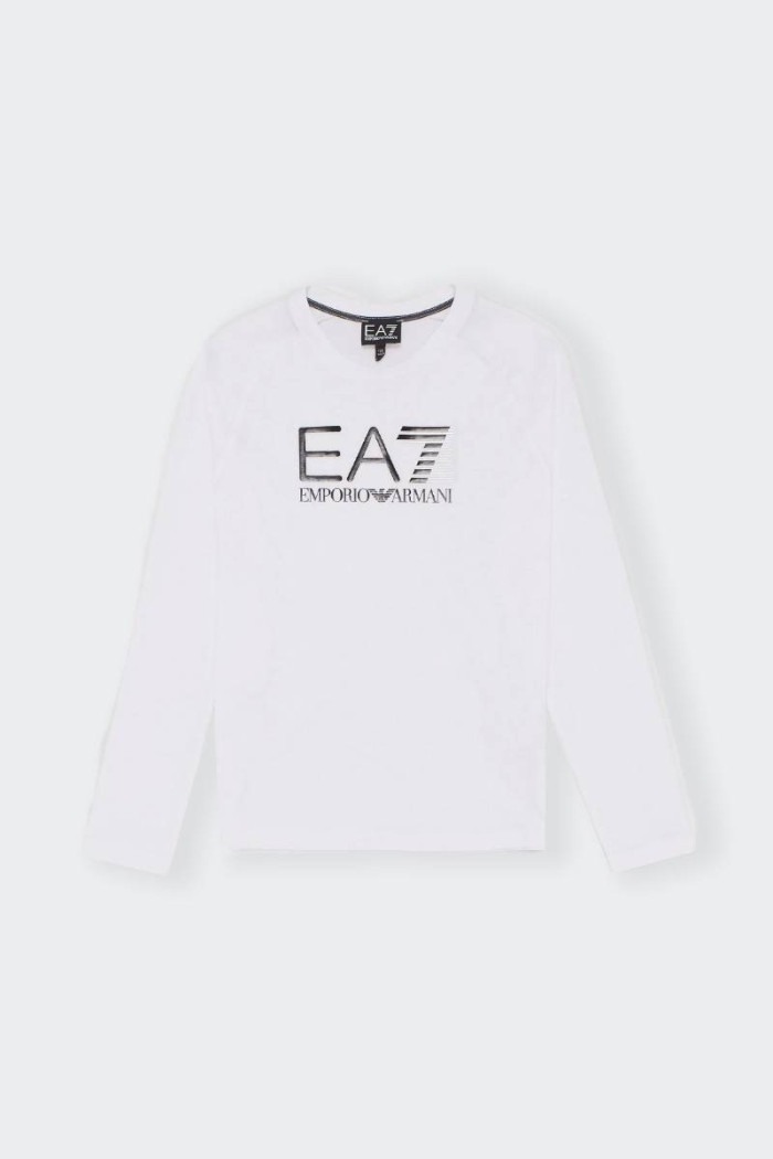 EA7 Emporio Armani CHILD'S LONG-SLEEVED WHITE T-SHIRT