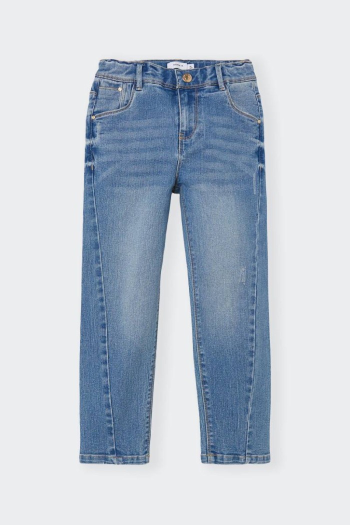 jeans Name It regular fit 5 tasche per bambina/teenager dal taglio regolare e comodo giro vita regolabile. chiusura patta a zip 
