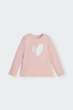 GUESS GIRL'S LONG-SLEEVED PINK T-SHIRT WITH HEART 