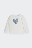 GUESS GIRL'S LONG-SLEEVED WHITE T-SHIRT WITH HEART
