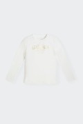 WHITE LONG-SLEEVED T-SHIRT FRONT LOGO KIDS GUESS