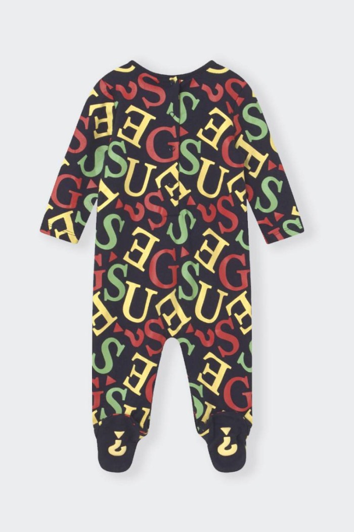 Guess BABY GUESS BLUE ALLOVER PYJAMA DUNGAREES