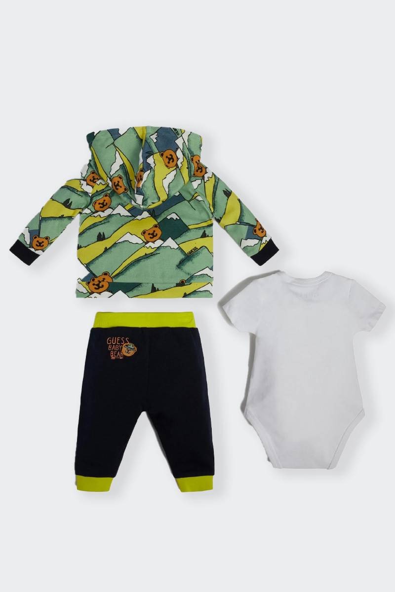 BABY GUESS SWEATSHIRT TROUSERS AND BODYSUIT SET