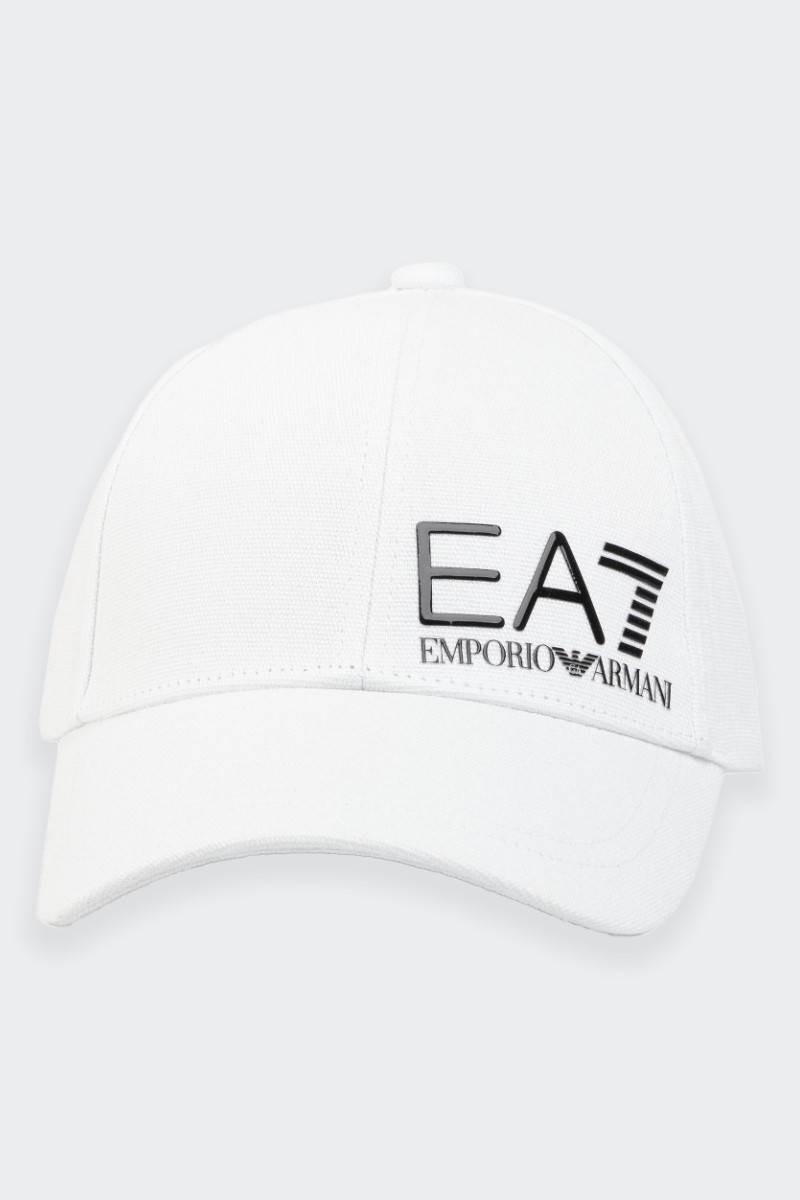 EA7 WHITE BASEBALL CAP WITH VISOR