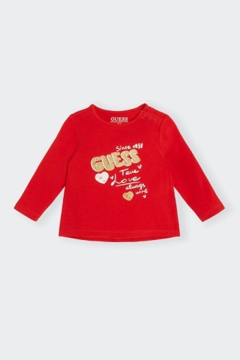 RED LONG-SLEEVED T-SHIRT BABY GUESS