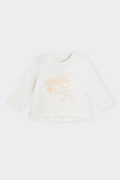 WHITE LONG-SLEEVED T-SHIRT BABY GUESS