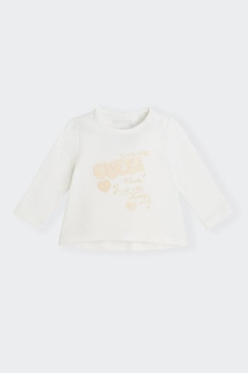 WHITE LONG-SLEEVED T-SHIRT BABY GUESS
