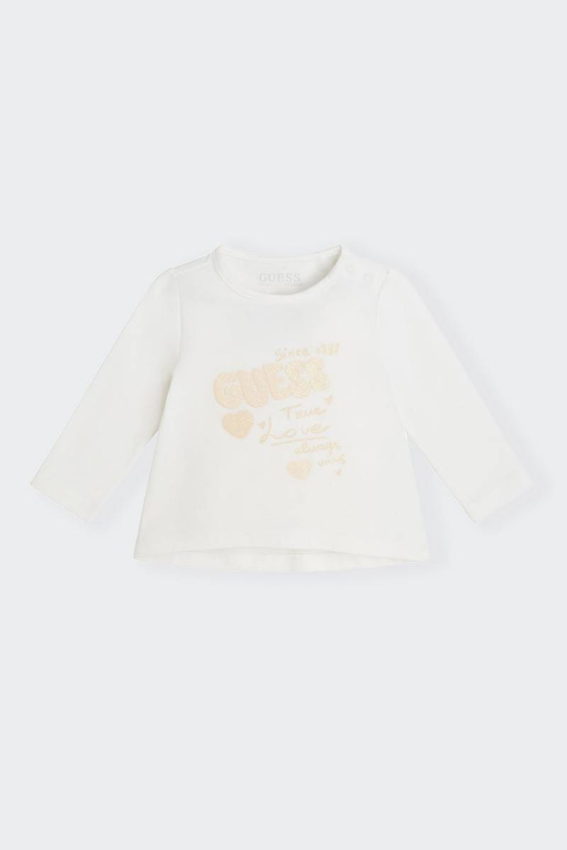 WHITE LONG-SLEEVED T-SHIRT BABY GUESS 