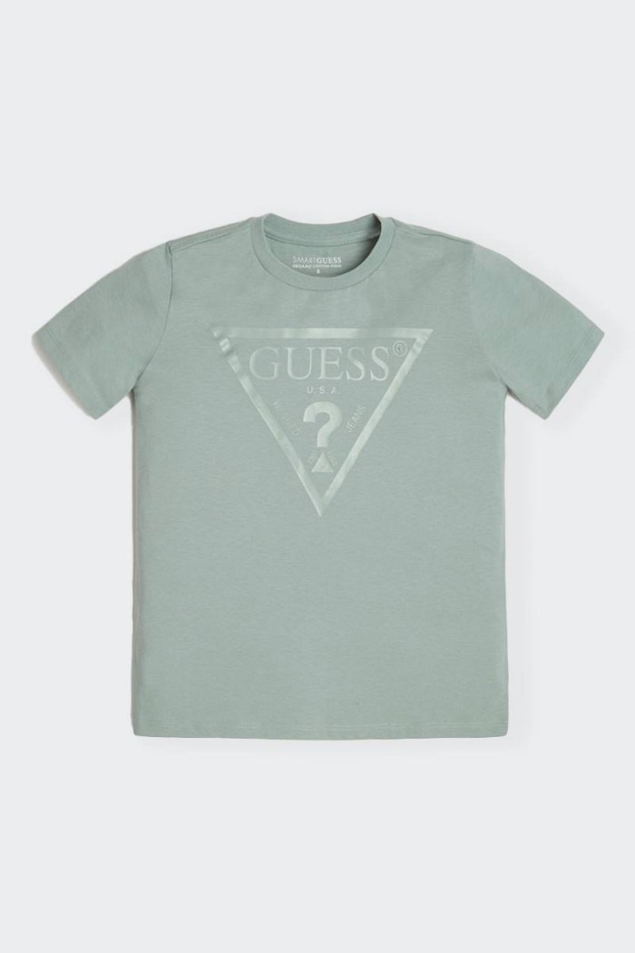 t-shirt Guess in cotone regular fit per bambino/teenager. Girocollo e stampa logo in contrasto sul fronte per un look sempre di 
