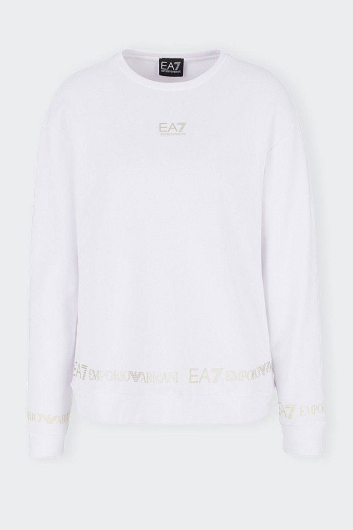 Style and comfort combined in a regular-fit sweatshirt for women. Crew neck and contrasting gold-coloured logos on the front and