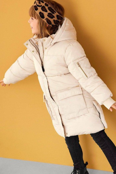 CREAM DOWN JACKET WITH HOOD KIDS NAME IT