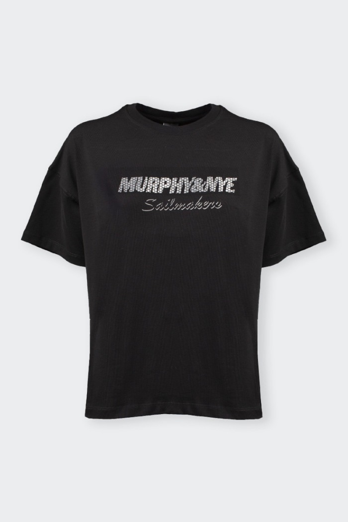 T-shirt Murphy &amp; Nye da donna a maniche corte in cotone elasticizzato. Caratterizzata dalla scritta logo retroriflettente st